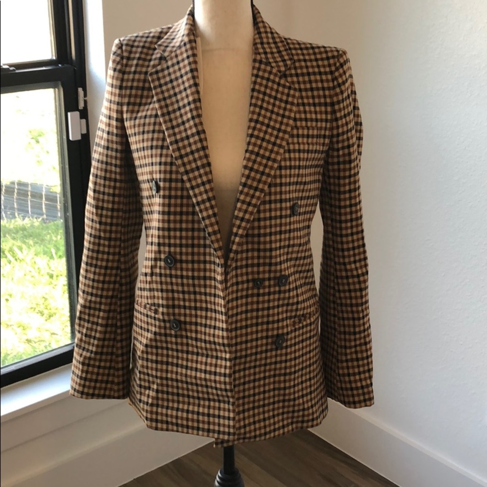 Zara neutral plaid blazer XS